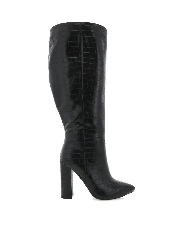 boots for comfortable all-day wear-MILLA CURVE - BLACK CROC