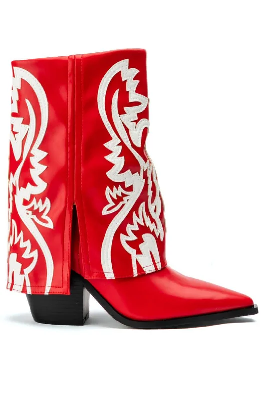 boots for keeping feet warm and dry during snowy conditions-ESPERANZA-RED WESTERN BOOTIE