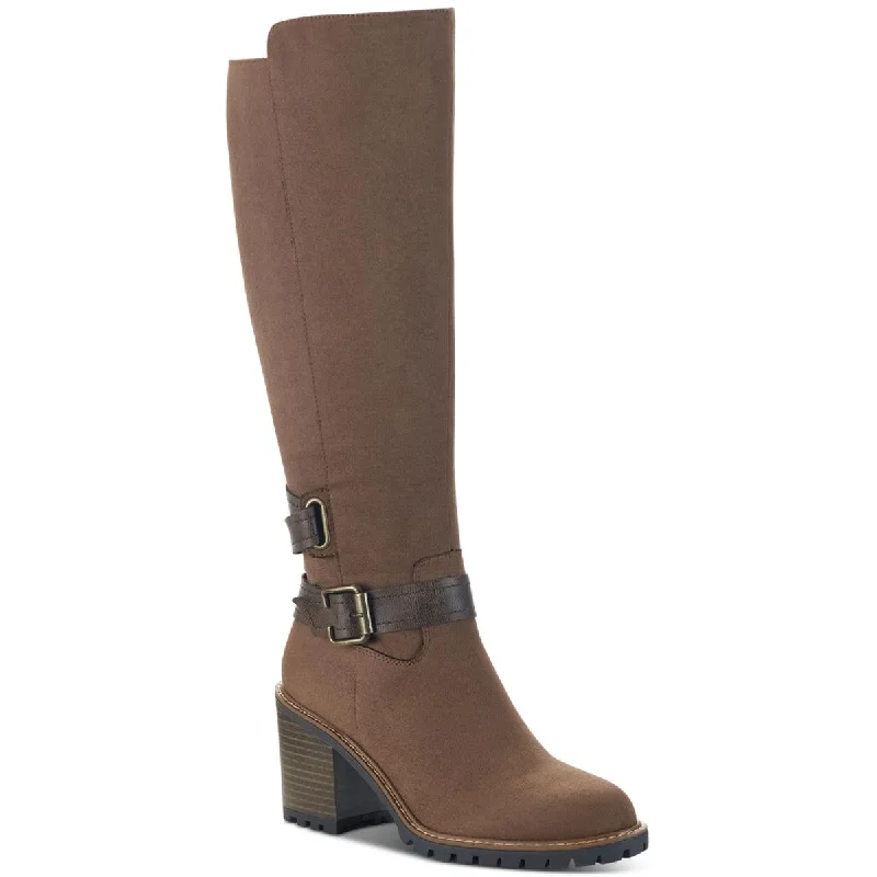 boots for fashionable outdoor wear-Sun + Stone Womens Viviaan Zipper Buckle Knee-High Boots