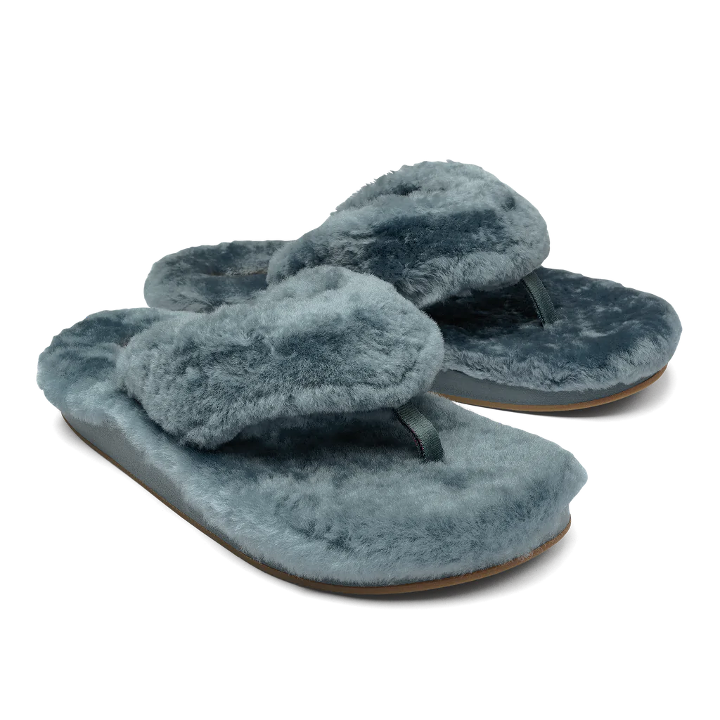 slippers with thick cushioning for comfort-Olukai Kipe'a Heu Slipper Storm Women's