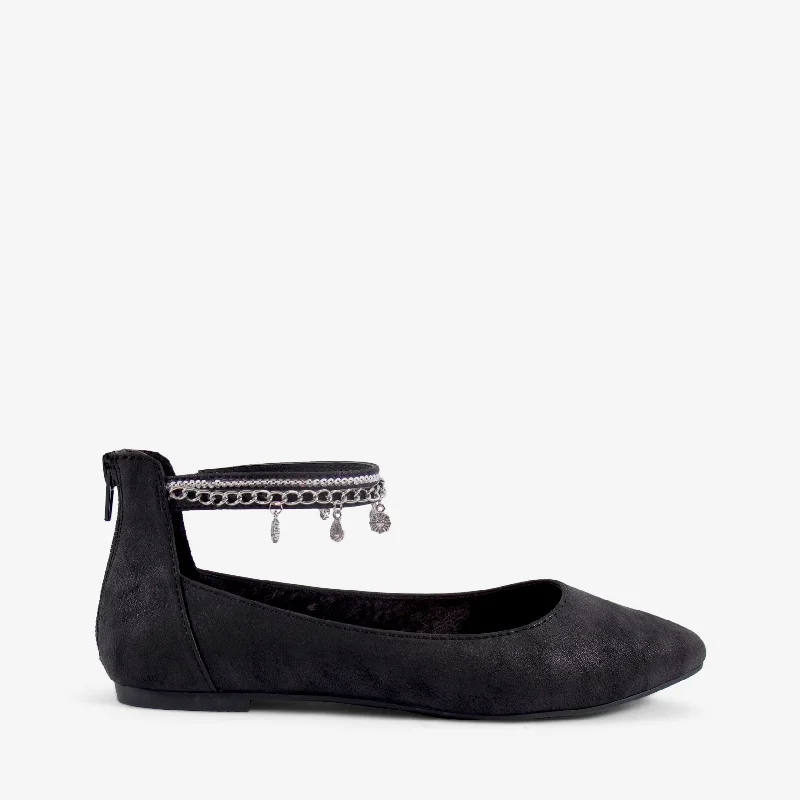 Flats shoes for women with durable materials -ONCE BLACK