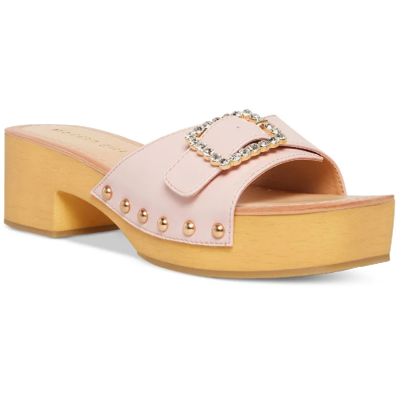 Stylish sandals with bold colors for fashion-forward looks -Madden Girl Womens Anikka Rhinestone Slide Sandals