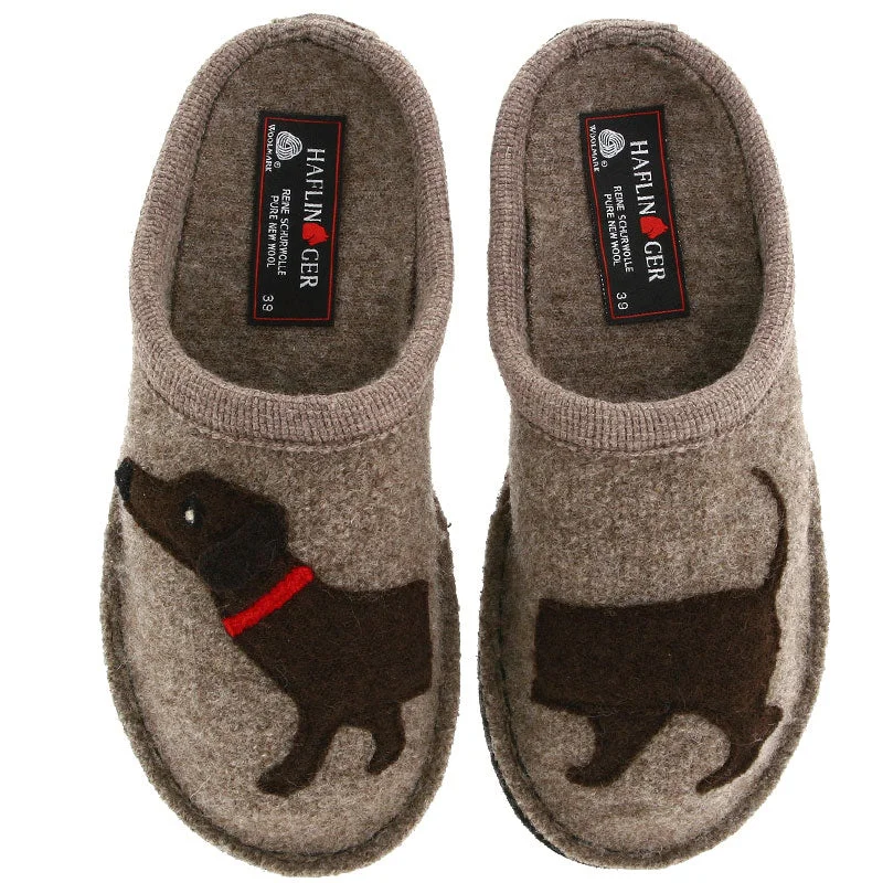 slippers for walking and standing all day-Haflinger Doggy Earth Slippers Women's