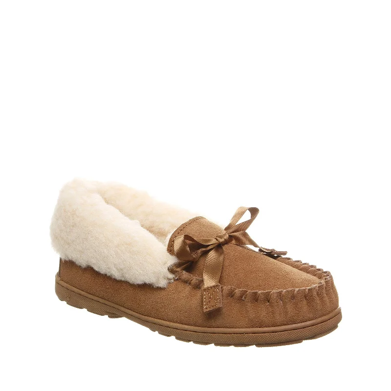 slippers for people with poor circulation in feet-Women's Shoes Bearpaw INDIO Suede Moccasin Slippers 2165W HICKORY