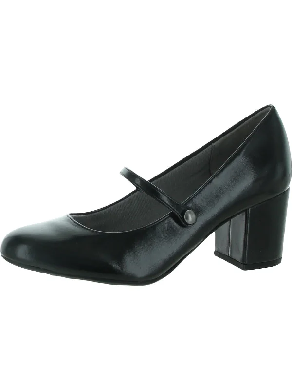 Parigi Womens Patent Leather Slip On Block Heels