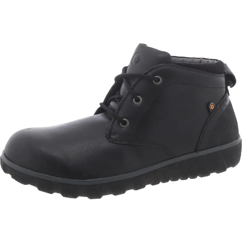 boots for snowy environments with extra grip-Bogs Mens Leather Waterproof Chukka Boots