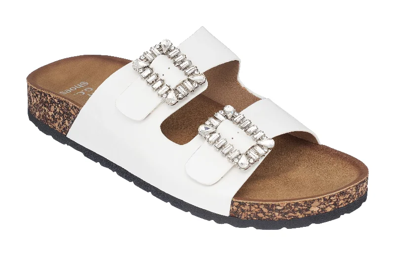 Comfortable sandals for the beach with slip-on convenience -Claudia White Footbed Sandals