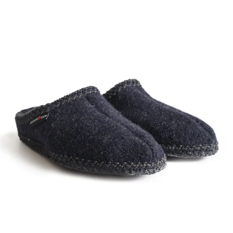 slippers with breathable lining for feet comfort-Haflinger AS20 Classic Slipper (Unisex) - Navy