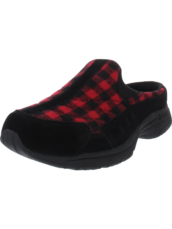 slippers for use around the house-Traveltime 498 Womens Suede Plaid Mules