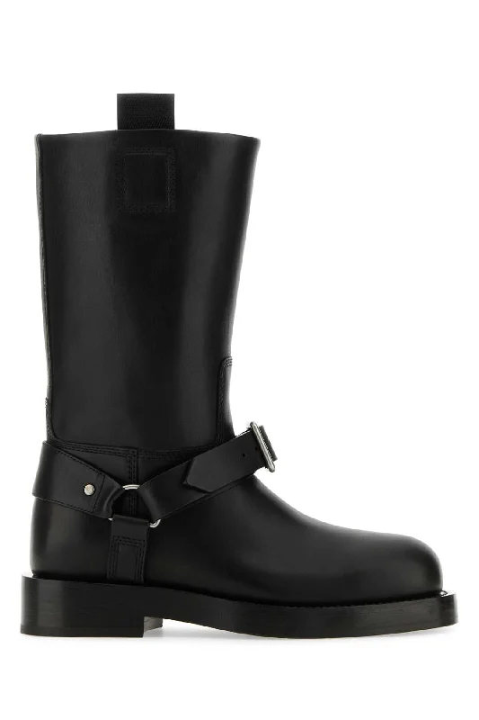 boots for people who need extra foot arch support-BURBERRY Women's Classic Leather Saddle Boots