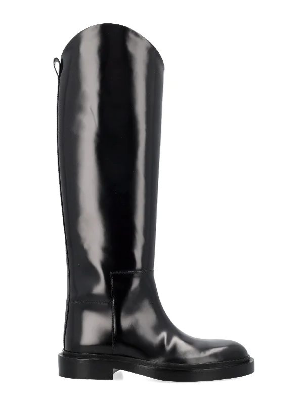 boots for wearing in harsh weather conditions-JIL SANDER Knee-High Leather Horse Boots