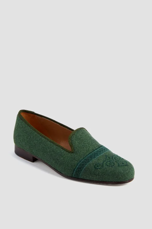 slippers for sleeping in warm weather-Loden Flannel Capped Slippers