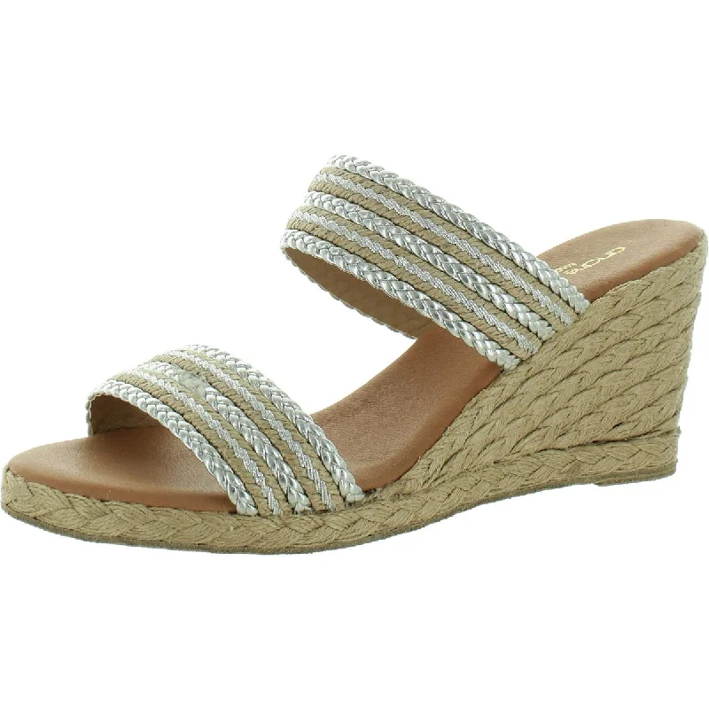 Comfortable sandals for long shopping trips with extra foot padding -André Assous Womens Nolita Raffia Espadrille Slip On Wedge Sandals