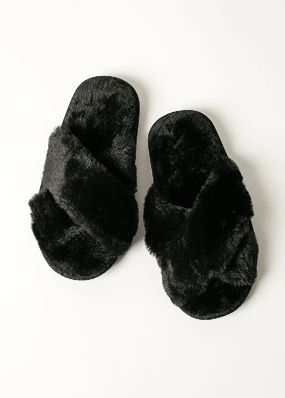 slippers for soft comfort during winter-Prisca Slippers in Black