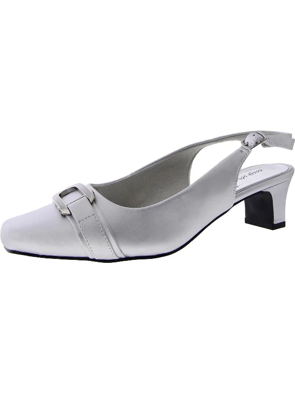 Connie Womens Satin Buckle Kitten Heels