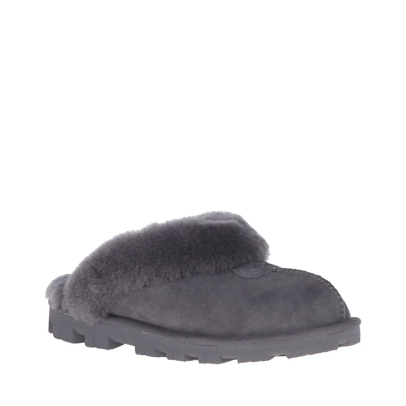 slippers for keeping your feet warm-Women's Shoes UGG COQUETTE Sheepskin Slide Slippers 5125 GREY