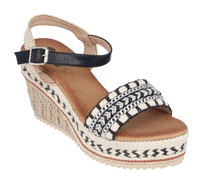 Comfortable sandals for the beach with stylish designs -Cheri Black Platform Wedge Sandals