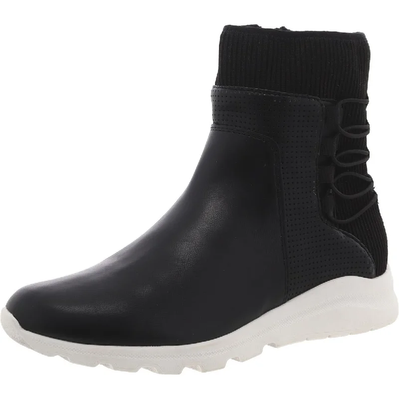 boots for comfort in freezing weather-Adrienne Vittadini Womens Faux Leather Zipper Sport Boots