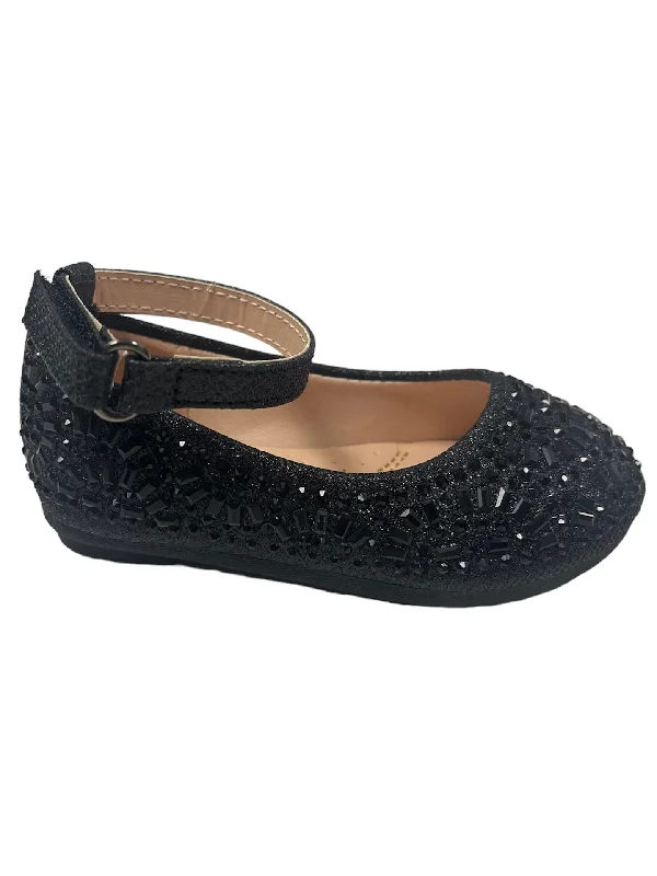 Comfortable flats shoes with soft and smooth material for wear -Black Rhinestone Flats