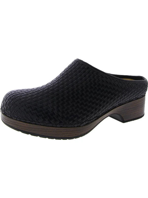 slippers with extra cushioning-Soleia Womens Faux Leather Woven Clogs