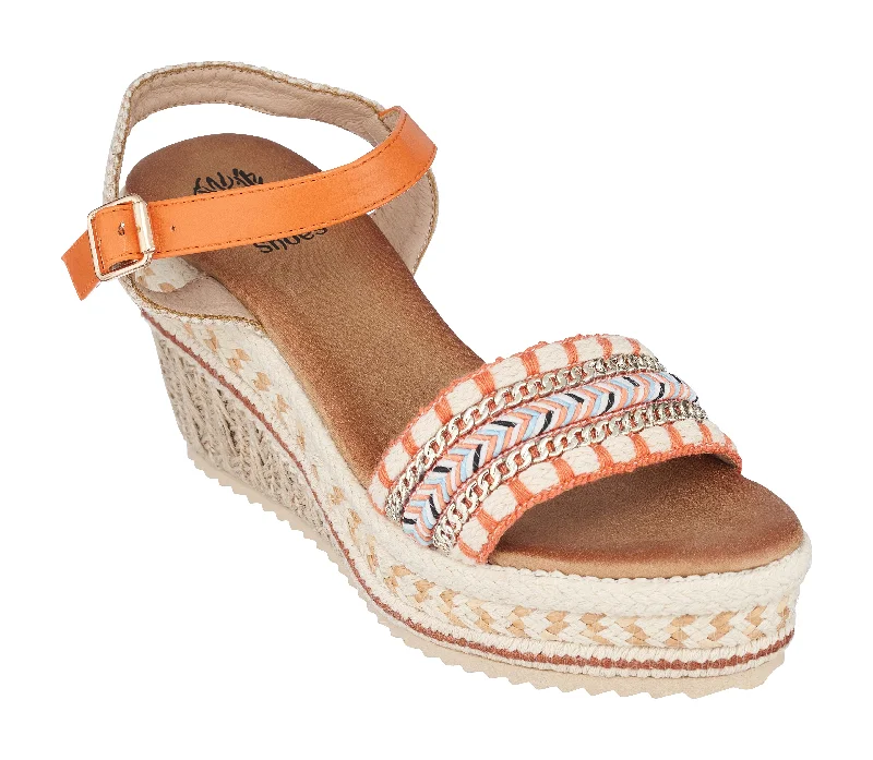 Stylish sandals for women with cut-out designs for summer vibes -Cheri Orange Platform Wedge Sandals