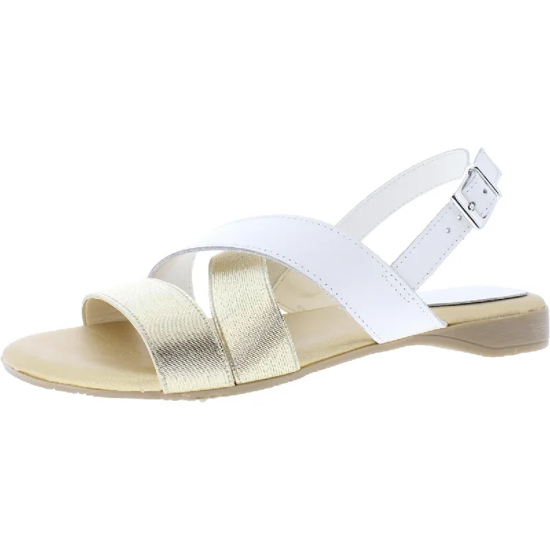 Comfortable sandals for women with a relaxed fit for all-day wear -Lara Collection Womens Cheni Leather Metallic Slingback Sandals