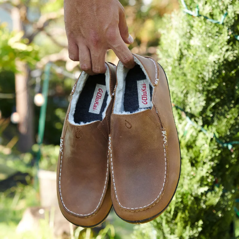 slippers for elderly with orthopedic support-MOLOA SLIPPER - TOFFEE - SHEARLING