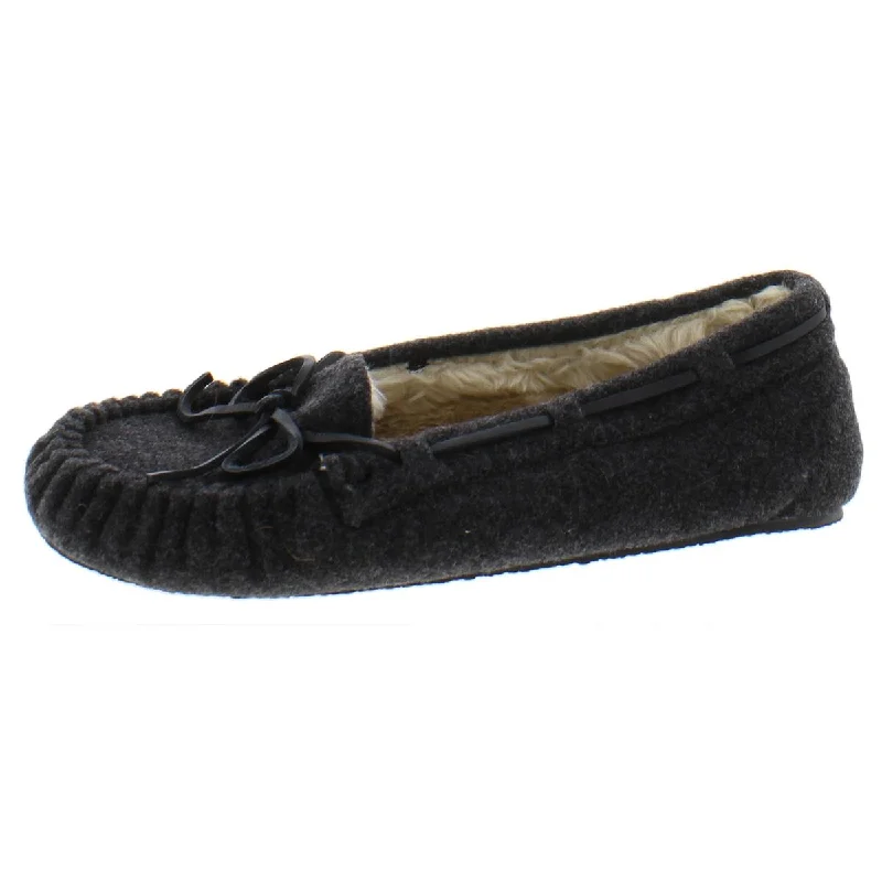 warm slippers for winter-Minnetonka Womens Slip On Flat Moccasin Slippers