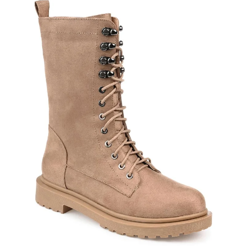 boots for people with joint pain-Journee Collection Womens Cadee Zip up Mid calf Combat & Lace-up Boots