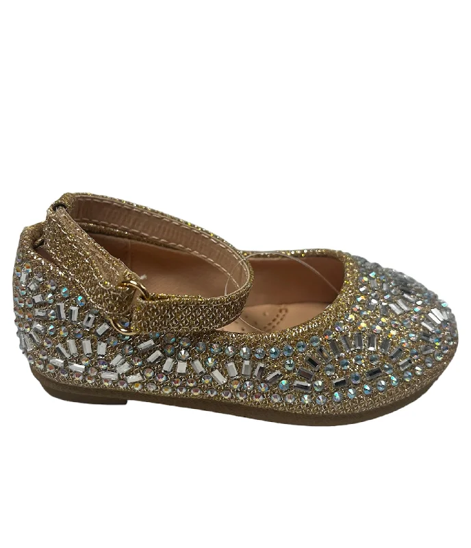 Comfortable flats shoes with breathable features for outdoor activities -Gold Rhinestone Flats