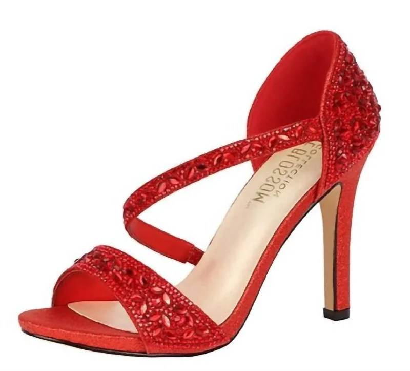 Sparkle Criss Cross High Heel In Red