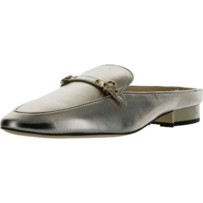 slippers for recovery after foot surgery-Irene Womens Leather Metallic Mules