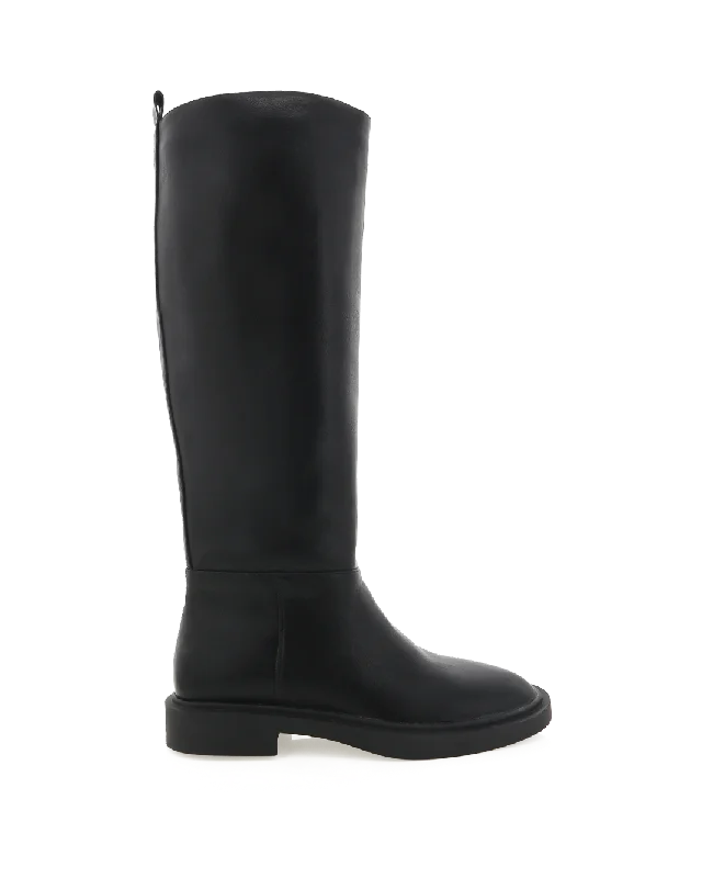 boots with thick soles for snow traction-HARLEA - BLACK