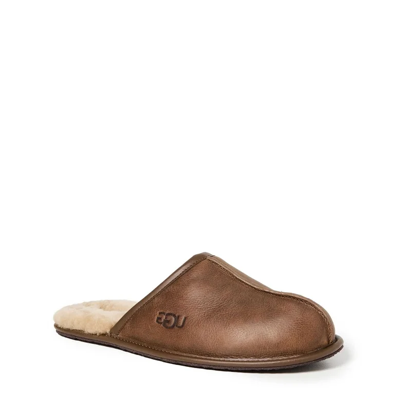 cute slippers for teens-UGG Men's Scuff Slipper, Tan Leather