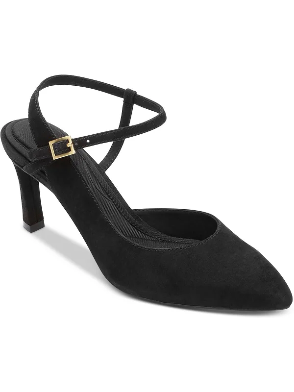 TM Sheehan Strap Womens Suede Pointed Toe Slingback Heels