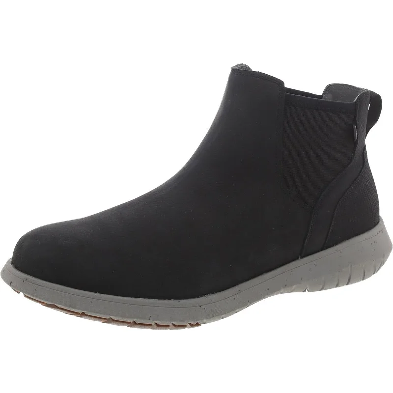 boots for snow protection with insulating padding-Bogs Mens Leather Laceless Chelsea Boots