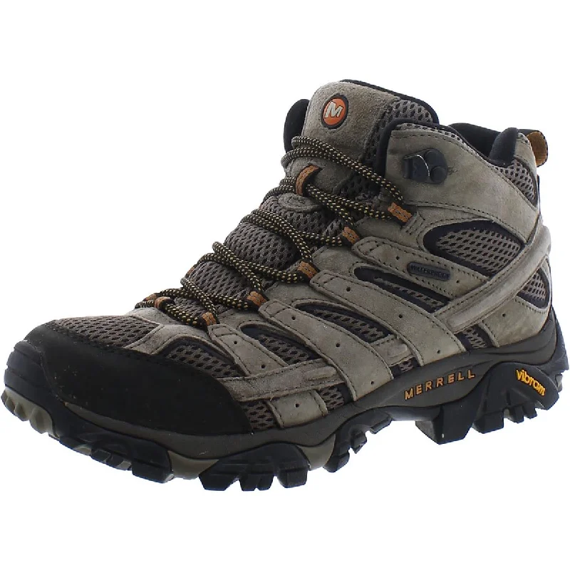 boots for stylish protection from snow-Merrell Mens Moab 2 Mid WP Suede Waterproof Hiking Boots