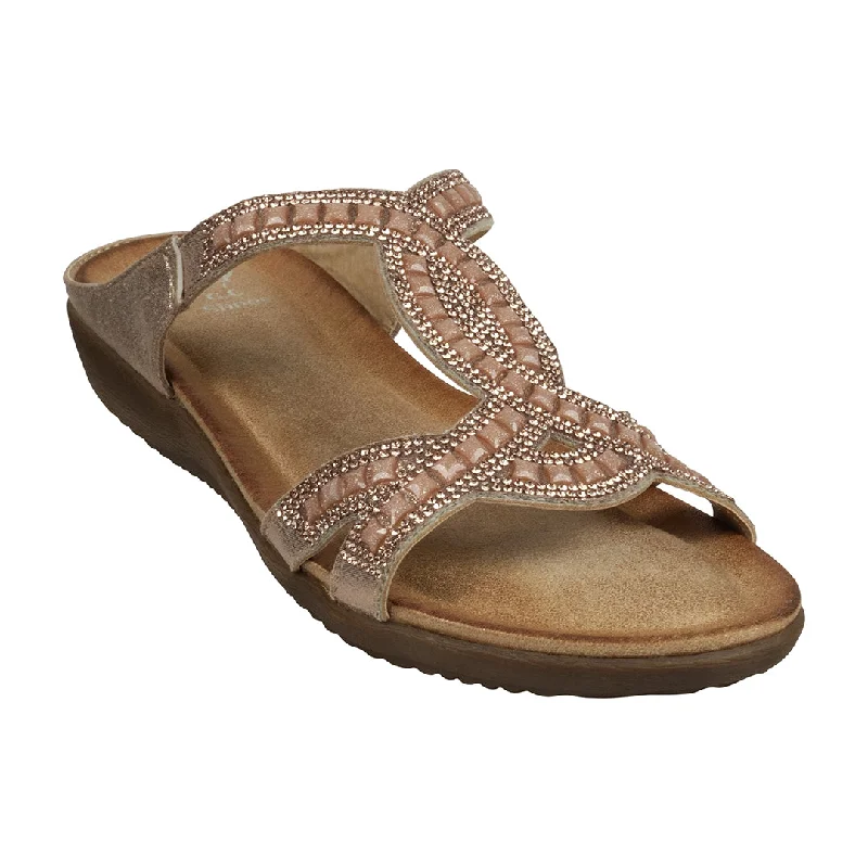 Sandals for women with adjustable buckles for customized fit -Alora Rose Embellished Slide Flat Sandals