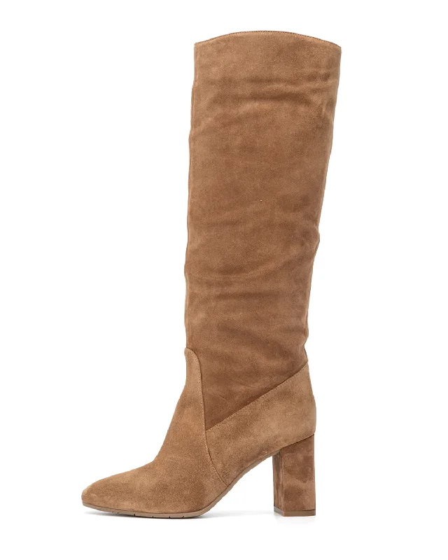 boots for warmth, comfort, and style in cold weather-Leora Luxe Suede Tall Boot | Whiskey