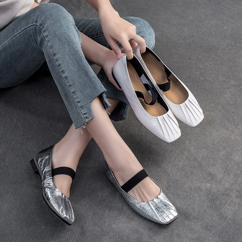 Women Casual Plaited Leather Soft Flats