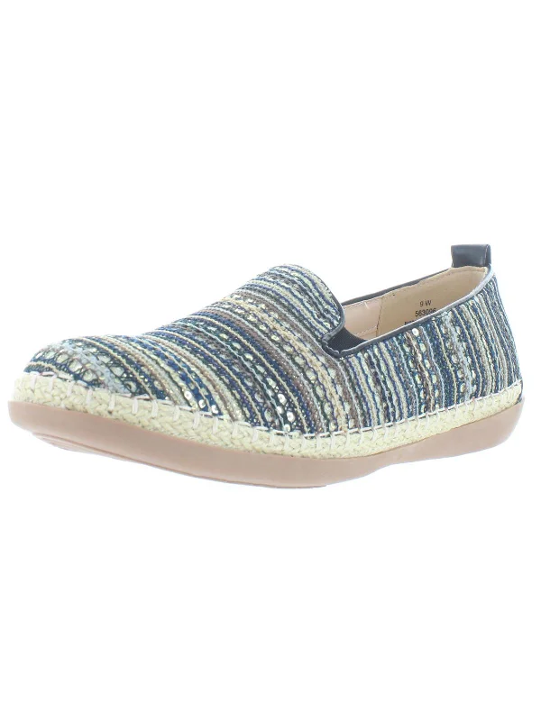 Terri Womens Sequin Striped Slip-On Sneakers