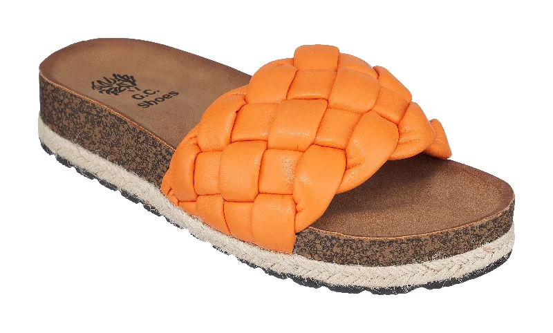 Sandals for women with leather straps for durability and style -Lesley Orange Footbed Sandals