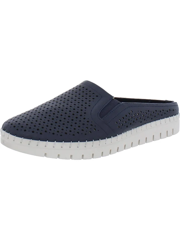 slippers for relaxing after work-Refresh Womens Leather Perforated Mules