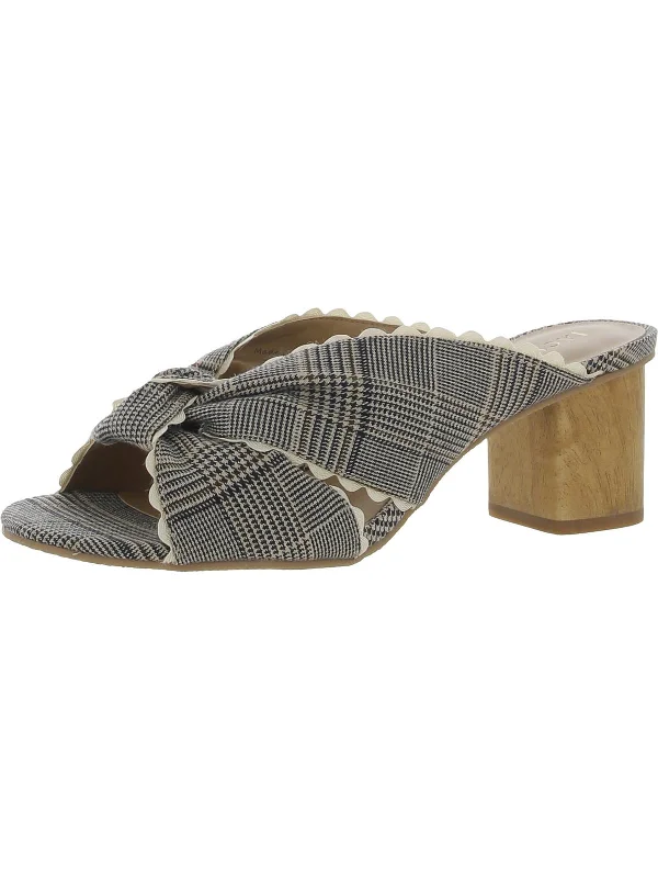 Holly Womens Plaid Block Heel Mules