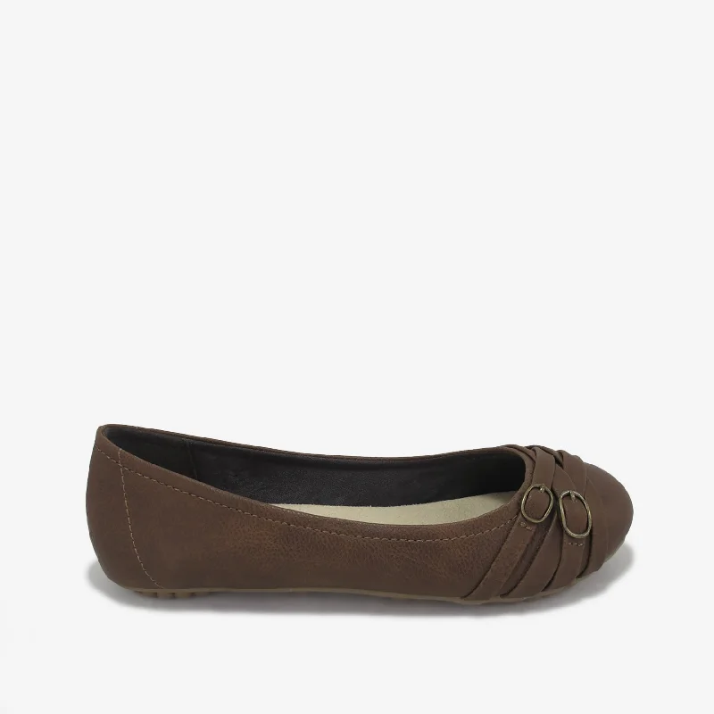 Flats shoes for women with arch support for all-day wear -GENESIS COGNAC MULTI wide width available