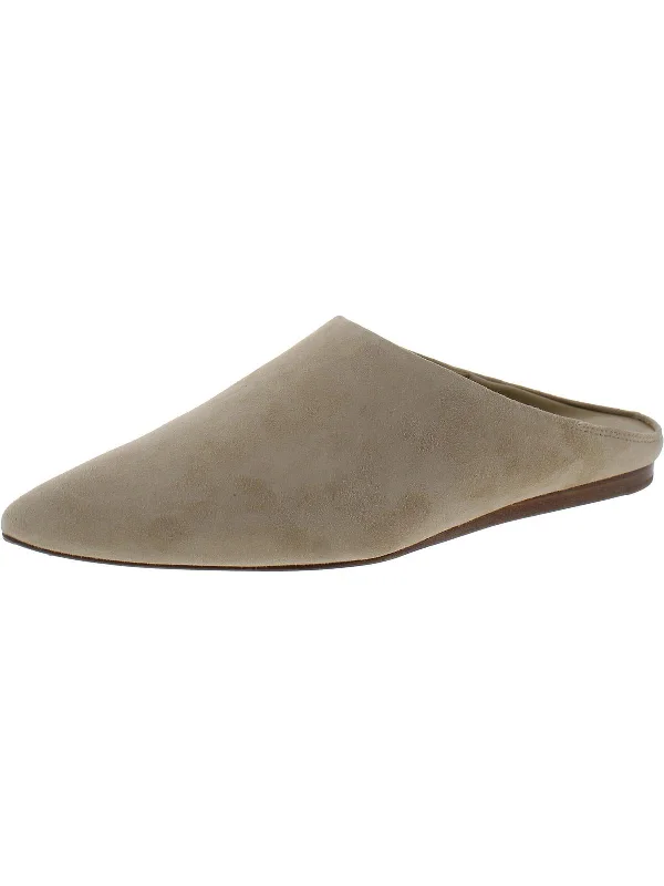 slippers for men with foot swelling-Cay Womens Suede Pointed Toe Mules