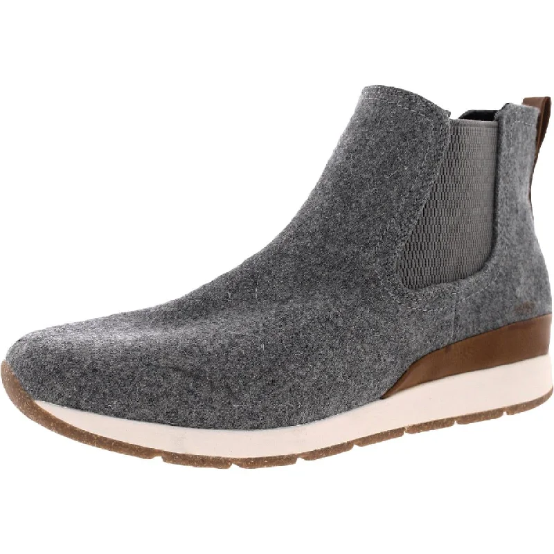 boots for working in cold environments-B.O.C. Womens Kara Faux Wool Ankle Chelsea Boots