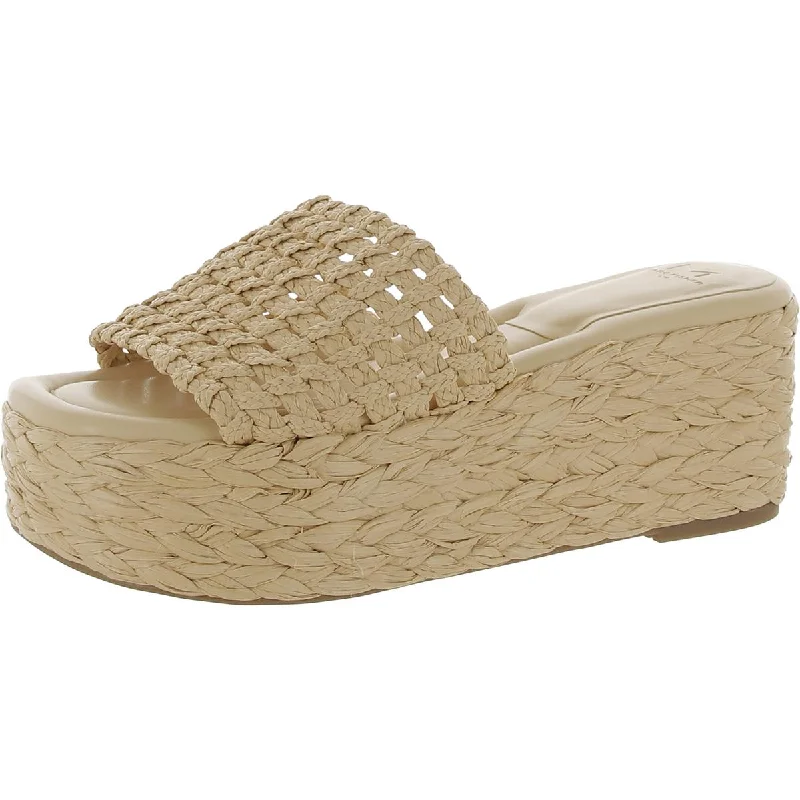 Comfortable sandals with adjustable ankle straps for a perfect fit -Marc Fisher LTD Womens Priya Woven Peep-Toe Platform Sandals