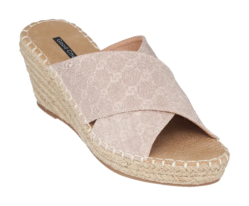 Trendy sandals for women with fun pom-pom accents for playful summer vibes -Darline Nude Espadrille Wedge Sandals