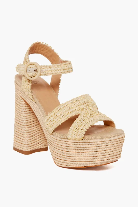 Trendy sandals for women with embellished straps for glamour -Natural Raffia Adriana Heeled Sandals